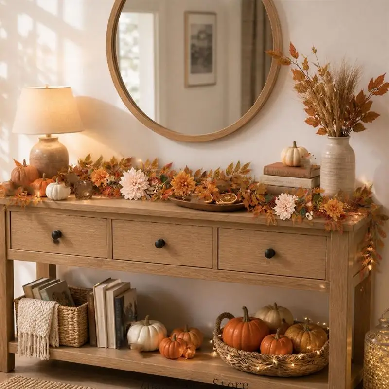 Saisonaler Thanksgiving-Blumenakzent mit bewässerungsfreiem Innendisplay, 3 x – Detail 10