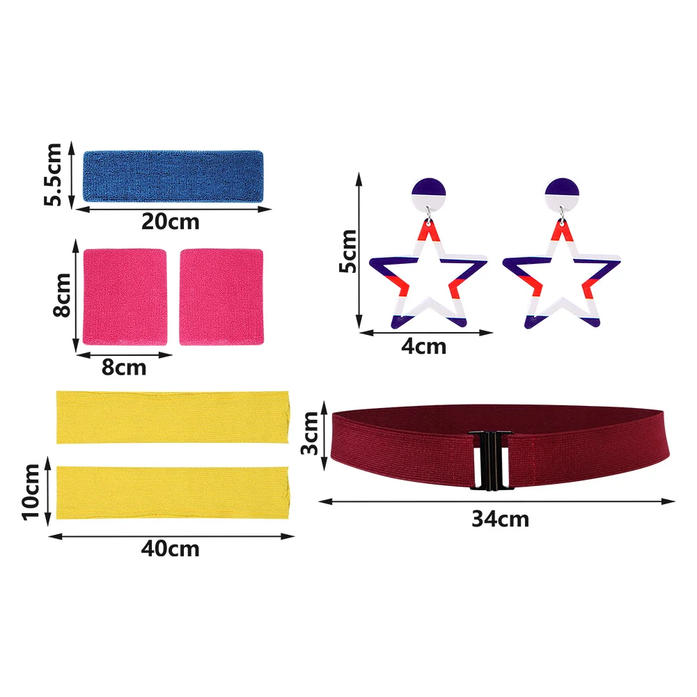 여성용 레트로 코스튬 머리띠 레깅스 운동복, 디스코 코스프레, 여성 역할 놀이 판타지아 원피스 의상, 할로윈 세트, 80 년대 90 년대