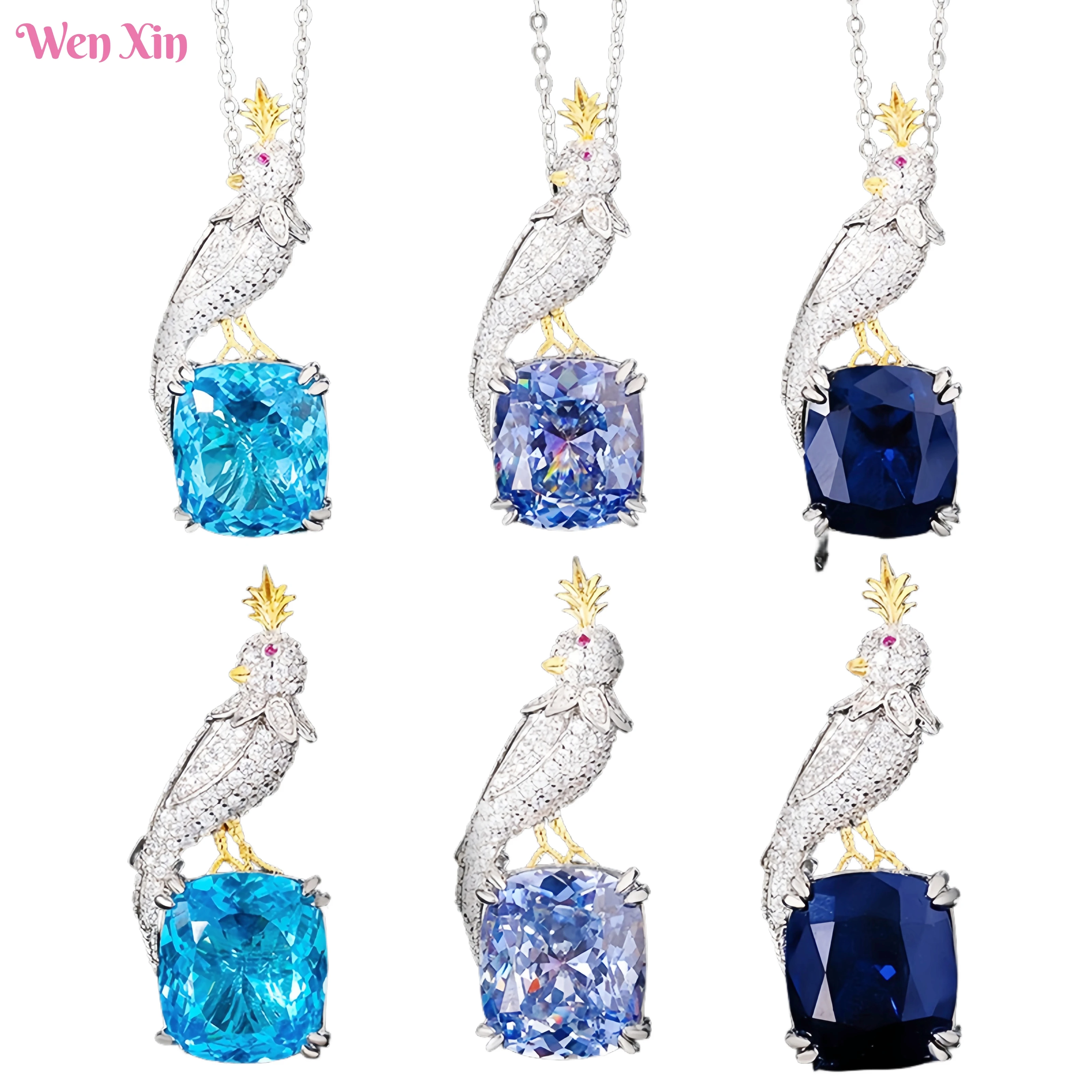 

WENXIN Luxury Brand Design Cute Rainbow Bird Pendant Necklace Jewelry For Women MCT Copper Pendant Necklace Brooches Accessories