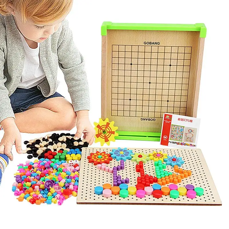 

Button Art Toys Funny Building Bricks Pegboard Jigsaw Puzzle Pre-Kindergarten Color Matching Toys For Hand-Eye Coordination For