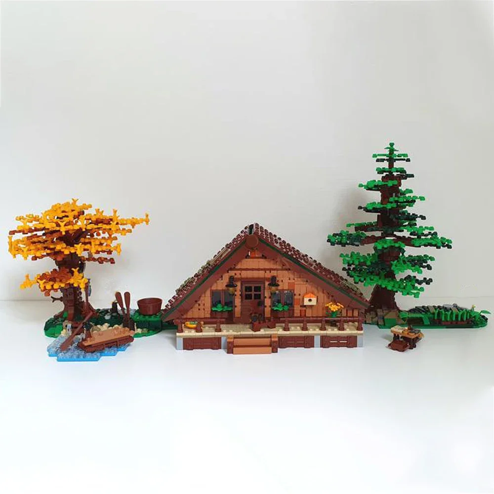 Gobricks MOC Forest Cabin Villa Architecture Building Blocks Model Forest Unique House Bricks Toys for Children Birthday Gifts