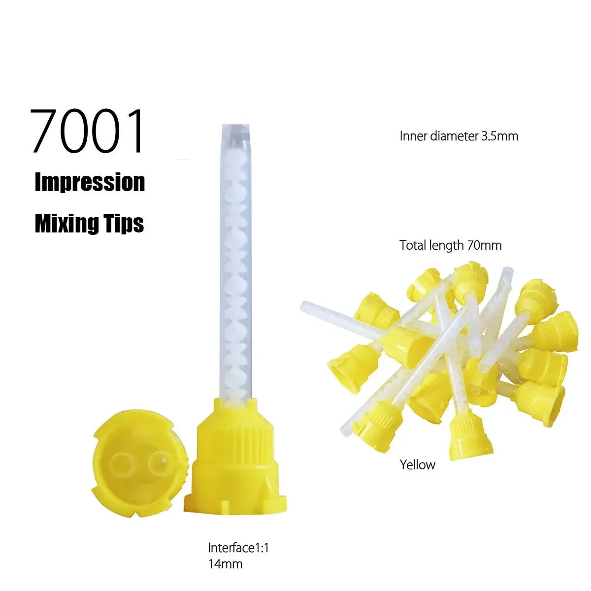 

Light Body Silicone Mixing Tips Yellow Dental Impression Nozzle for Conveying Rubber Mixing Head Dentistry