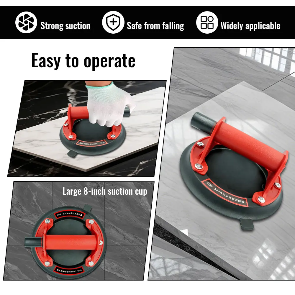 Ventosa a vácuo de 8 polegadas, capacidade de carga de 200kg, espalhador de vácuo de sucção de telha cerâmica pesada, máquina de elevação de granito de vidro, 2 peças