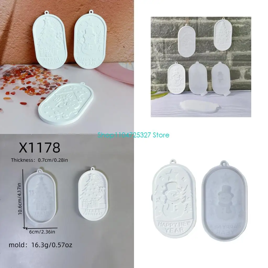 D8KF Christmas Ornament Resin Mold Pendant Mold Keychains Resin Mold with Holes
