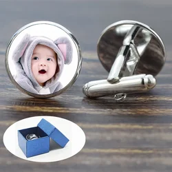 DIY Customers Photo Custom Cufflink Men Shirt Cufflinks Glass Cabochon Jewelry Cuff Links Wedding Groomsmen Men Gift