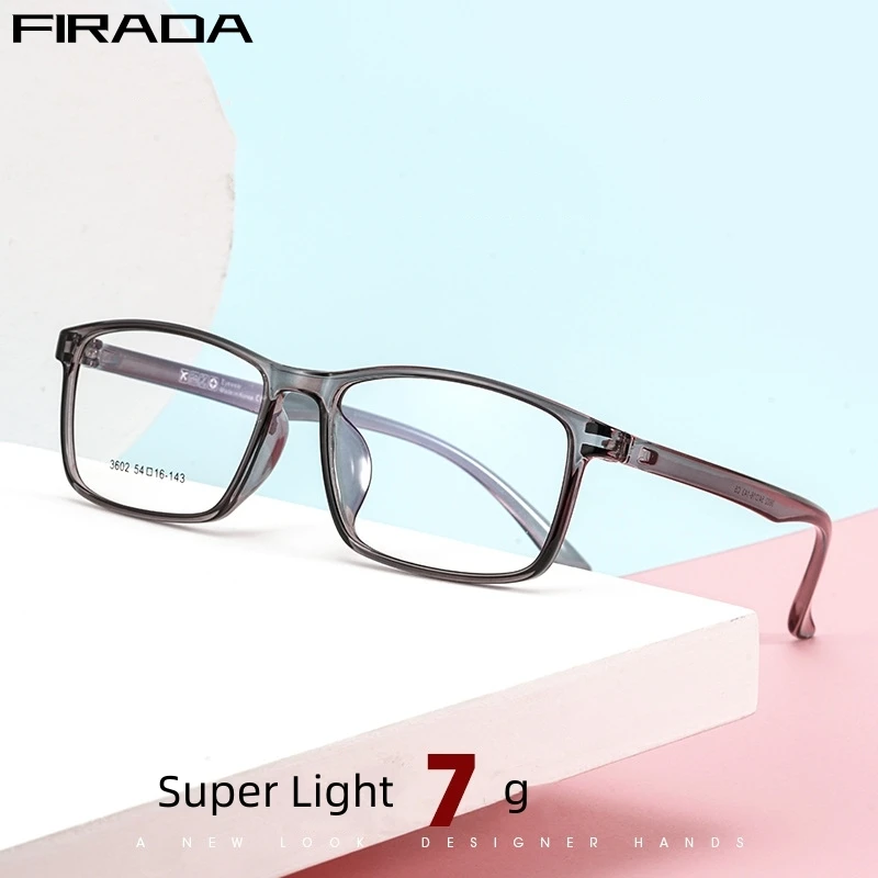 FIRADA Fashion Transparent Eyewear Women's Retro Square TR Eyeglasses Myopia Optical Prescription Glasses Frame For Men 06-3602