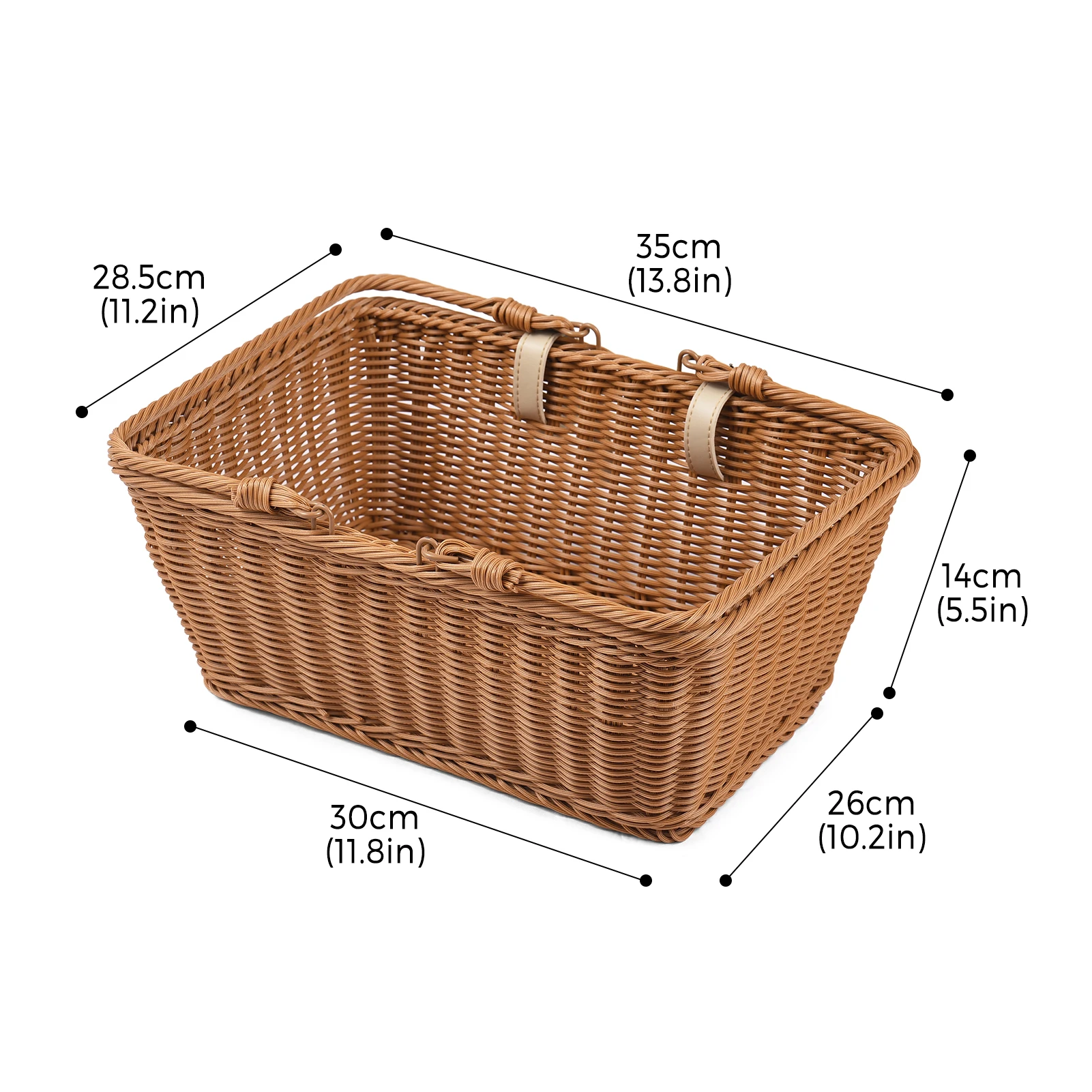 Bike Basket Wicker Basket for Bike  Hand-Woven Bicycle Basket Detachable Wicker Front Handlebar