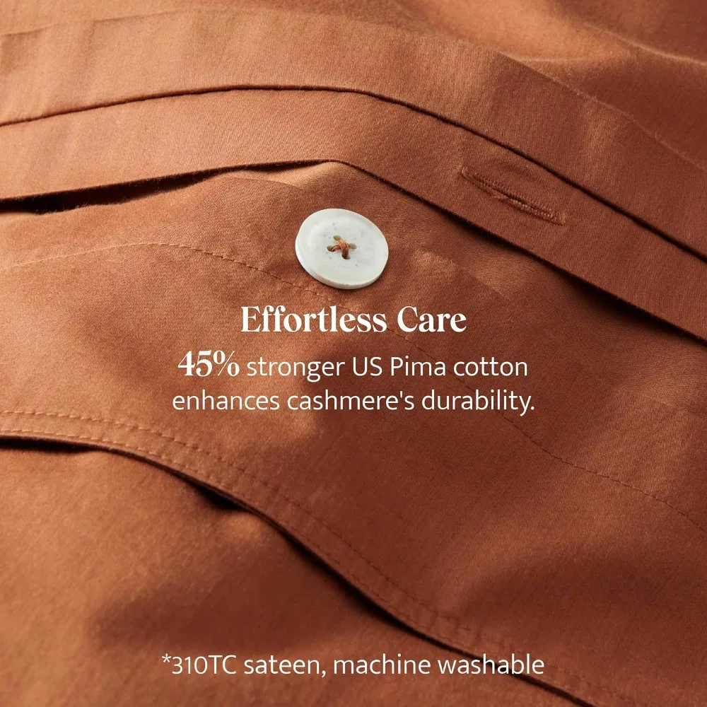 مجموعة غطاء لحاف من القطن الكشمير بغرز مزدوجة - مفروشات من مزيج قطن الكشمير المنغولي والبيما