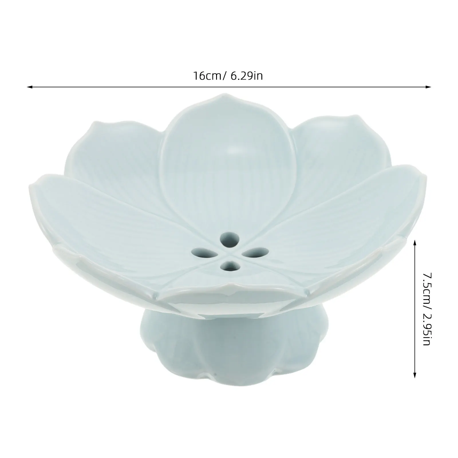 Ceramic Buddhist Fruit Plate Lotus Pattern Decorative Tray Altar Offering Plate Temple Sacrifice Serving Dish Porcelain Footed - view 4