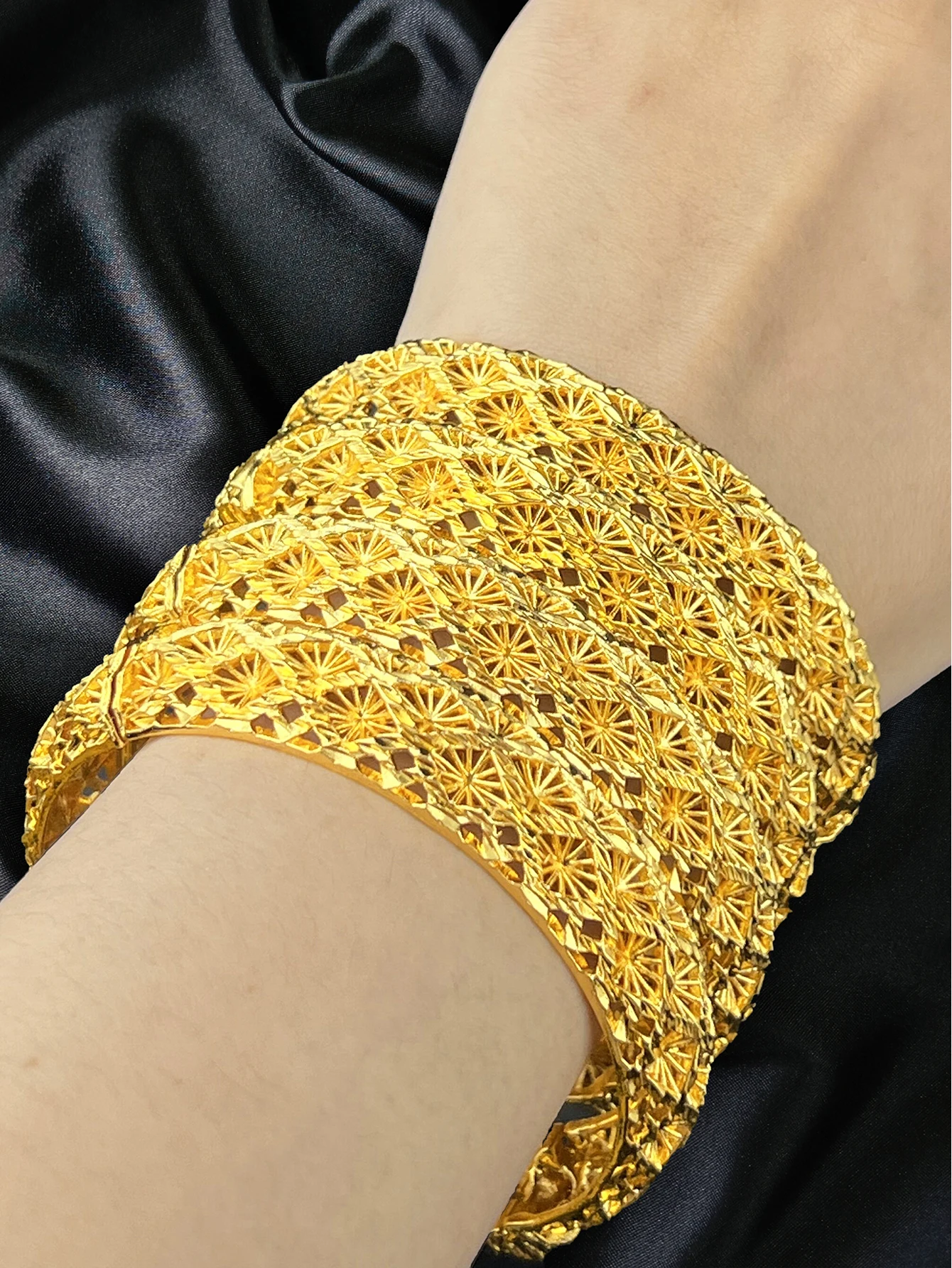 ANIID Dubai Wedding Bangles Ethiopian Jewelry 24K Gold Color Africa Bracelets Women Arab Birthday Jewelry