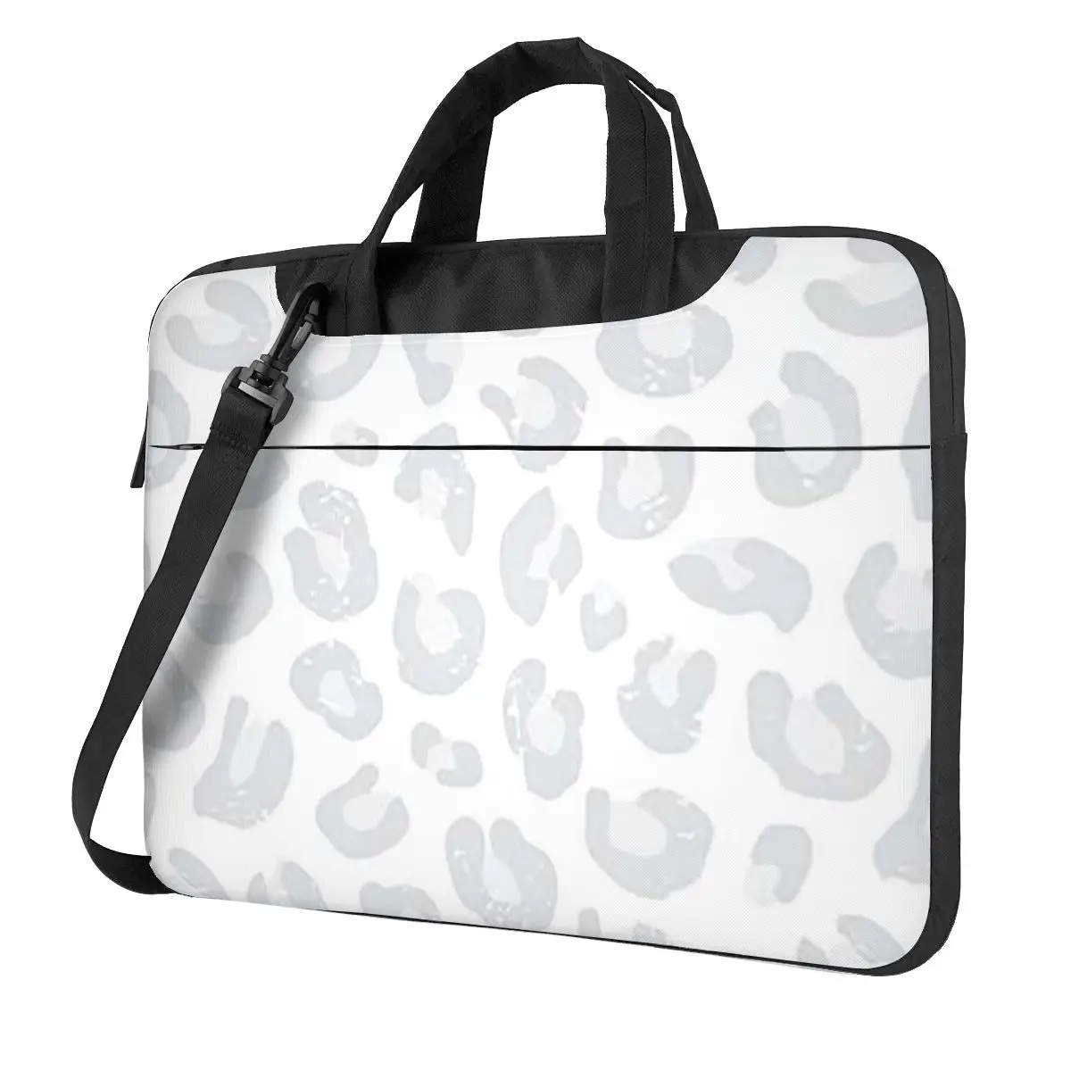 Leopard Print - Silver Gray And White Laptop Bag Shockproof Case Computer Bag 13 14 15.6 Inch Crossbody Laptop Pouch Macbook Pro