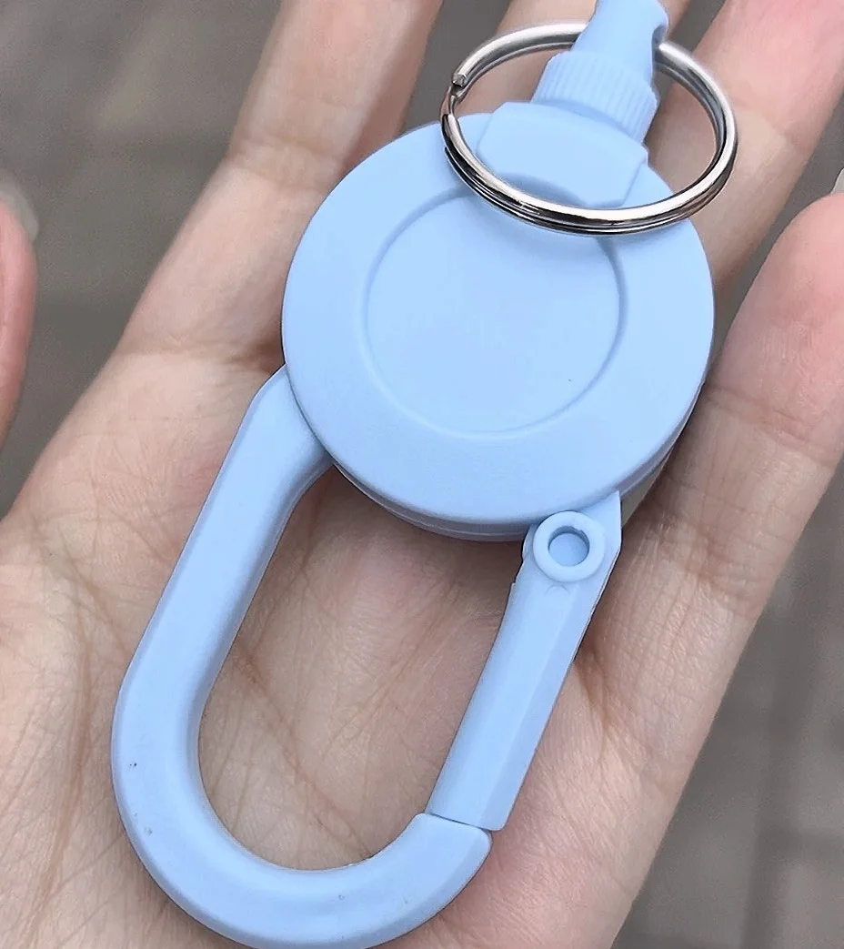 Macaron Color Retractable Keychain Outdoor Anti-theft Easy-to-pull Buckle Wire Rope Reel Elastic Key Ring Retractable Tool