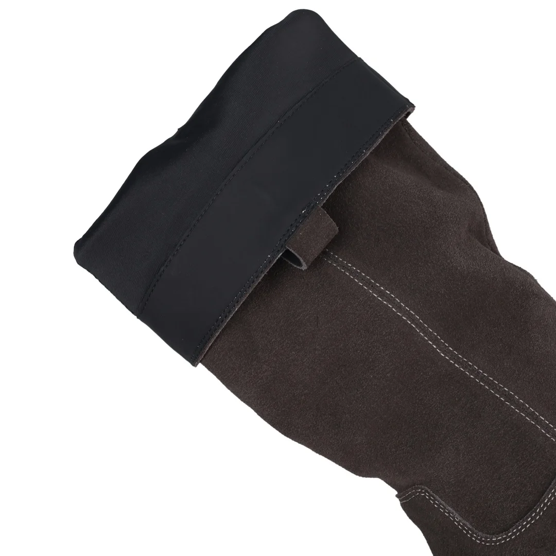 Danxuefei المرأة جلد الغزال الطبيعي جولة تو الانزلاق على الخريف حذاء برقبة للركبة جودة عالية لينة مريحة أحذية طويلة غير رسمية