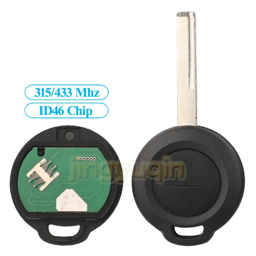 

Jingyuqin 2 Buttons Remote Full Car Key Fob 315/433Mhz ID46 PCF7941 For Mitsubishi Colt 2002-2012 Cabriolet Benz Smart 454 HU56