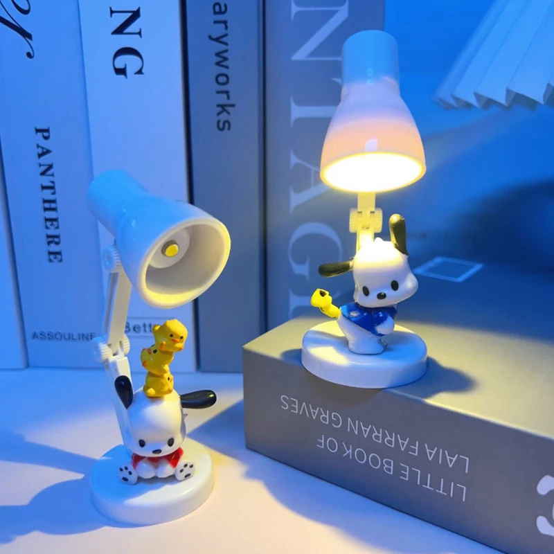 Cartoon Sanrio Kuromi Melody Pochacco Small Desktop Mini Table Lamp Night Lamp Desk Decorative For Girl Birthday Gift Lamp Diy