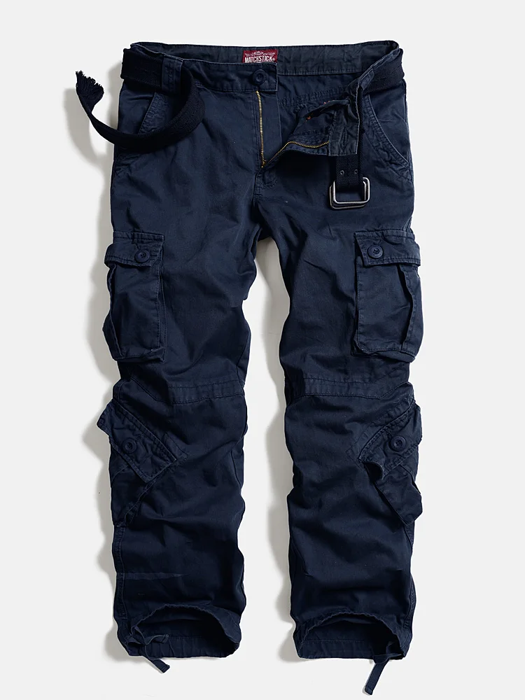 

Мужские рабочие брюки из хлопка для осени и зимы, повседневные, прямые, удлиненные, больших размеров