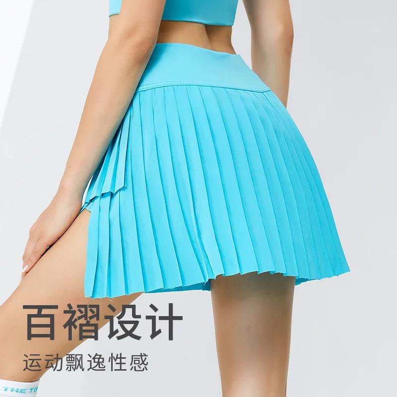 Sports short skirt for women, running half skirt, quick drying, hip-covering, anti-glare, breathable tennis skirt pants