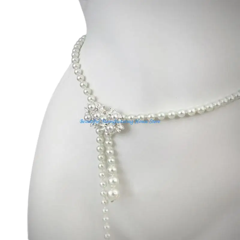 

E56A Elaborate Chain Beaded Waist Chain Multilayer Pearls Waist Chain Belly Chain