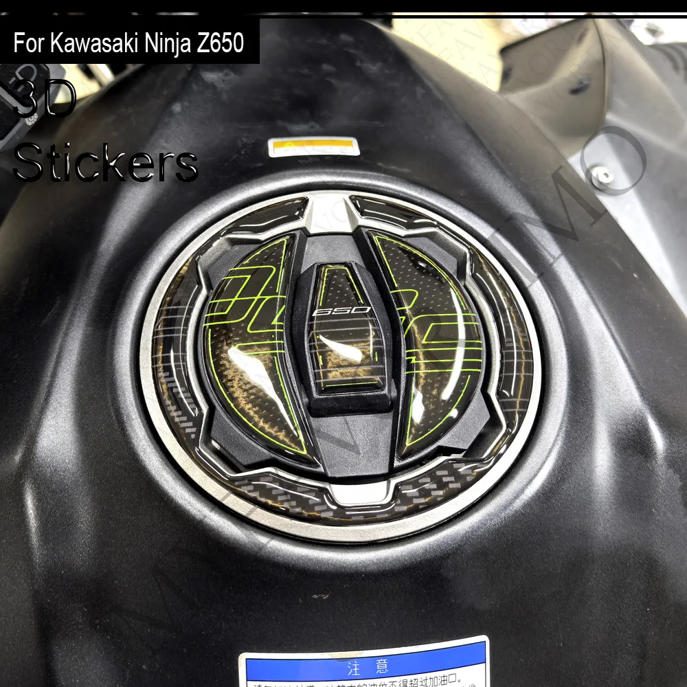3D resin Motorcycle Tank pad Cap stickers windshield windscreen decals decoration kit For kawasaki Ninja Z 650 z650 2020-2025