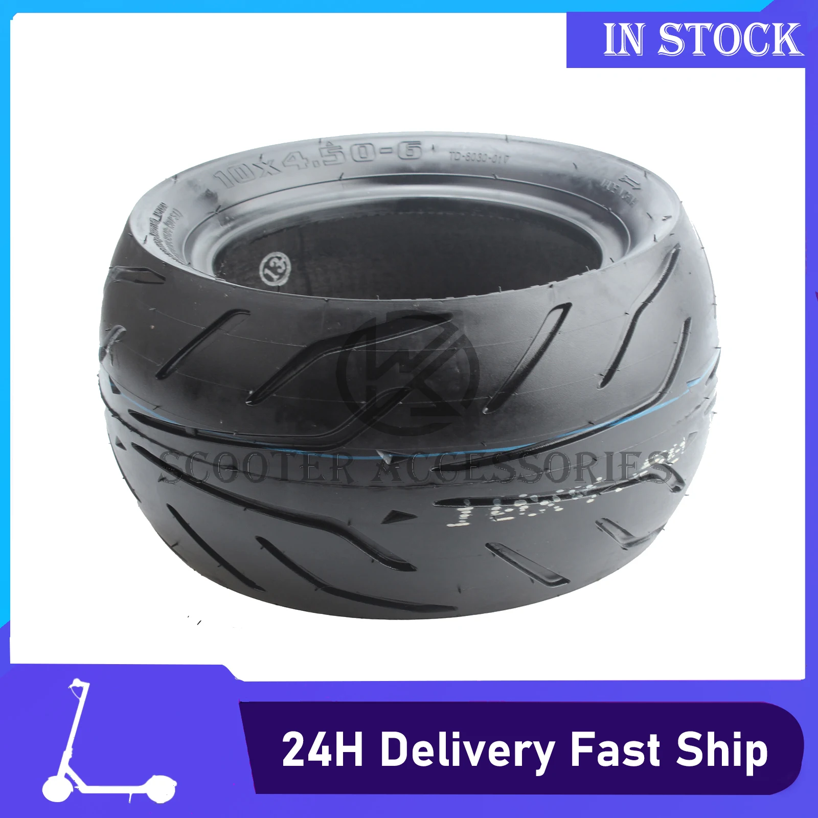 10 Inch Electric Scooter Tire 10x4.50 6 for Yume Hawk Pro Electric Scooter Tyres 10x4.50-6 Tubeless Rubber Tire Replacement