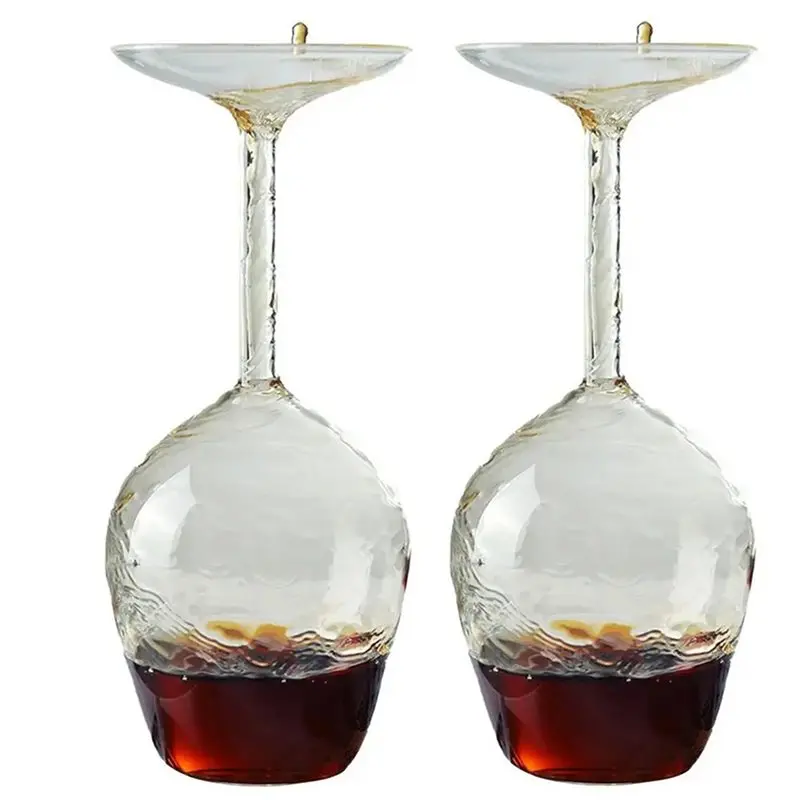 AFOURT-14 Fl Oz Upside-Down Cocktailglas Upside-Down Martini-Glas Weinglas Einzigartiges Spaßiges Upside-Down Weinglas Invertiert 6 Stück – Detail 4