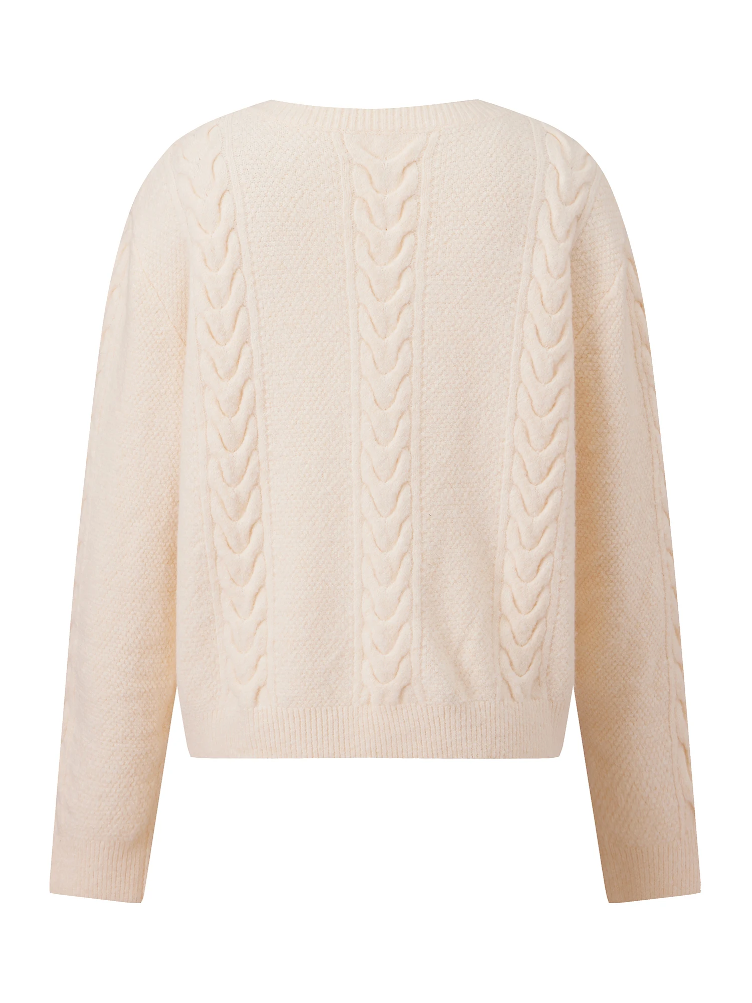 

Ladies Fall Pullover Sweater V-Neck Long Sleeve Cable Knit Jumper Casual Loose Fit Solid Color Knitwear Top Button Detail