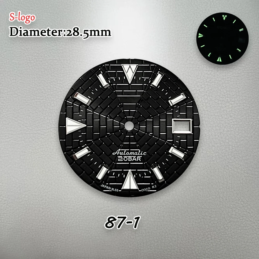 28.5mm S Logo NH35 Spider Web Dial Green Night Light Suitable for NH35/NH36 Movement 3/3.8 O'clock watch Modified Accessories