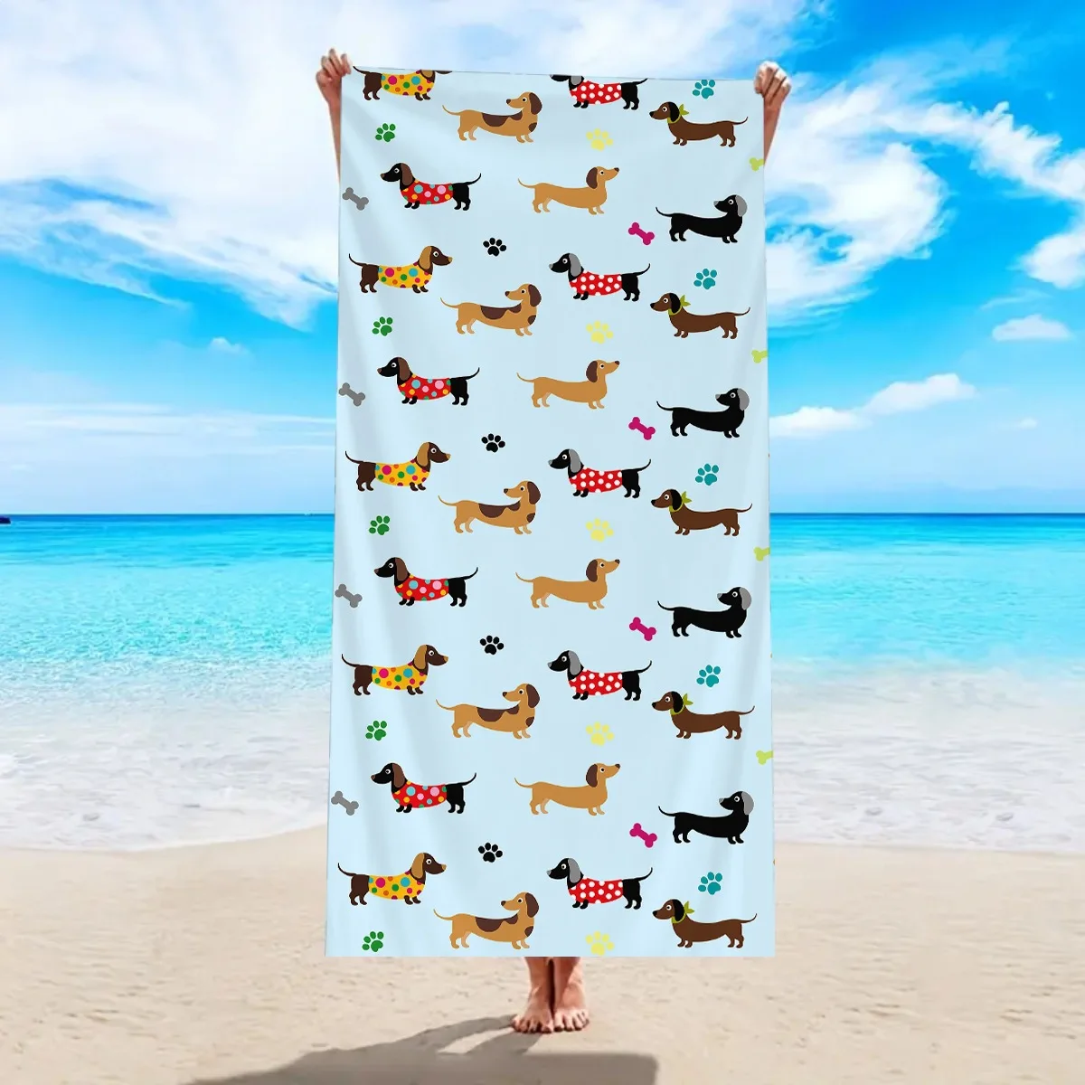 Beach Towel Skateboarding Dachshund Print Microfiber Towel for Men Women Summer Vacation Beach Pool Yoga Camping Trip