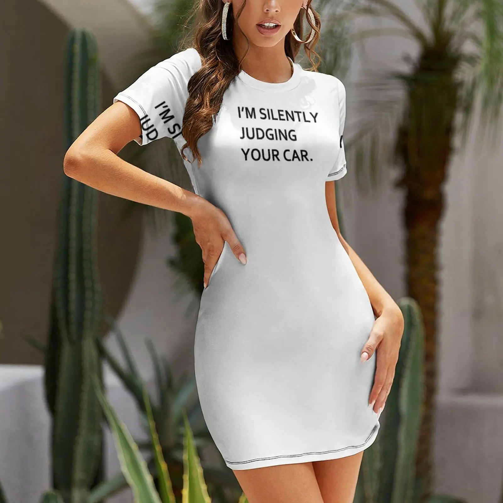 Ik beoordeel stillet je auto T-shirt. Design in beperkte oplage! Jurk met korte mouwen, elegante avondjurken voor dames 2025-jurk