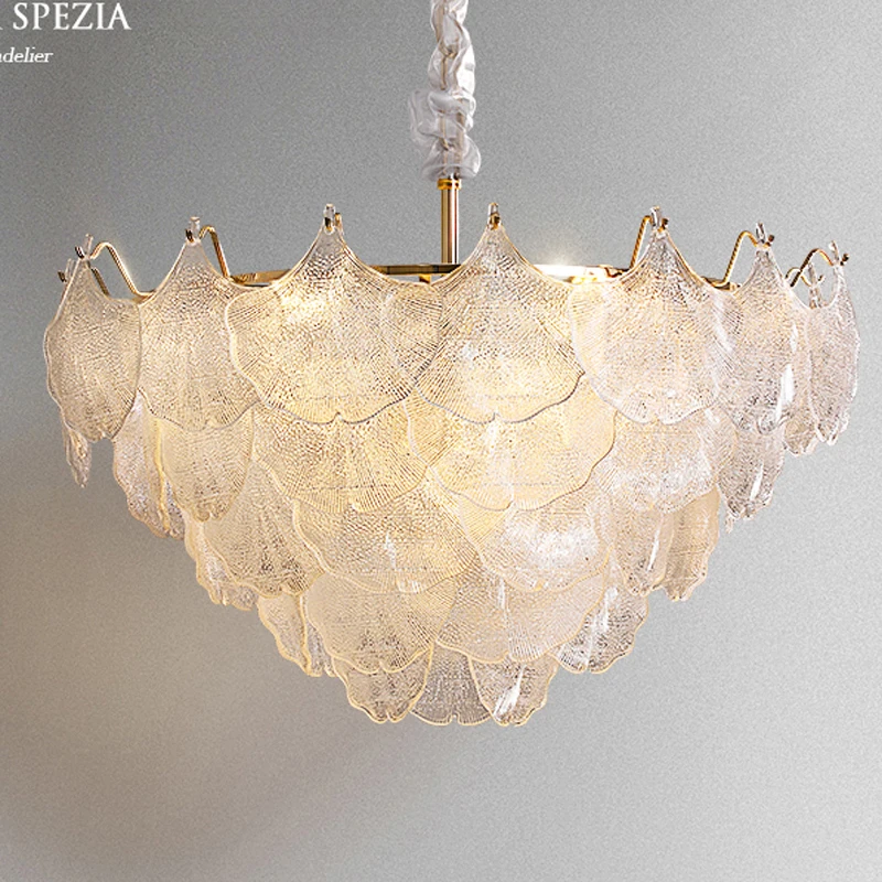 

French Sea Shell Pendant Lights Fixture LED Modern Glass Pendant Lamps American Luxury Droplight European Romantic Hanging Lamp