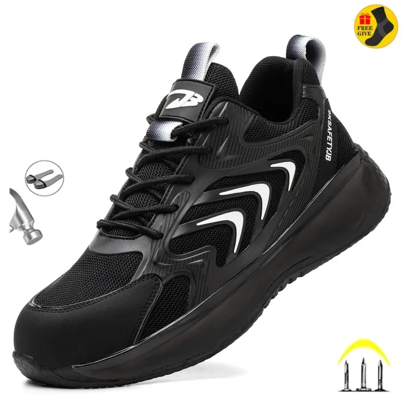 

Reflective Indestructible Safety Shoes Men Work Sneakers Light Security Boots Men Puncture-Proof work Boots Steel Toe Shoes