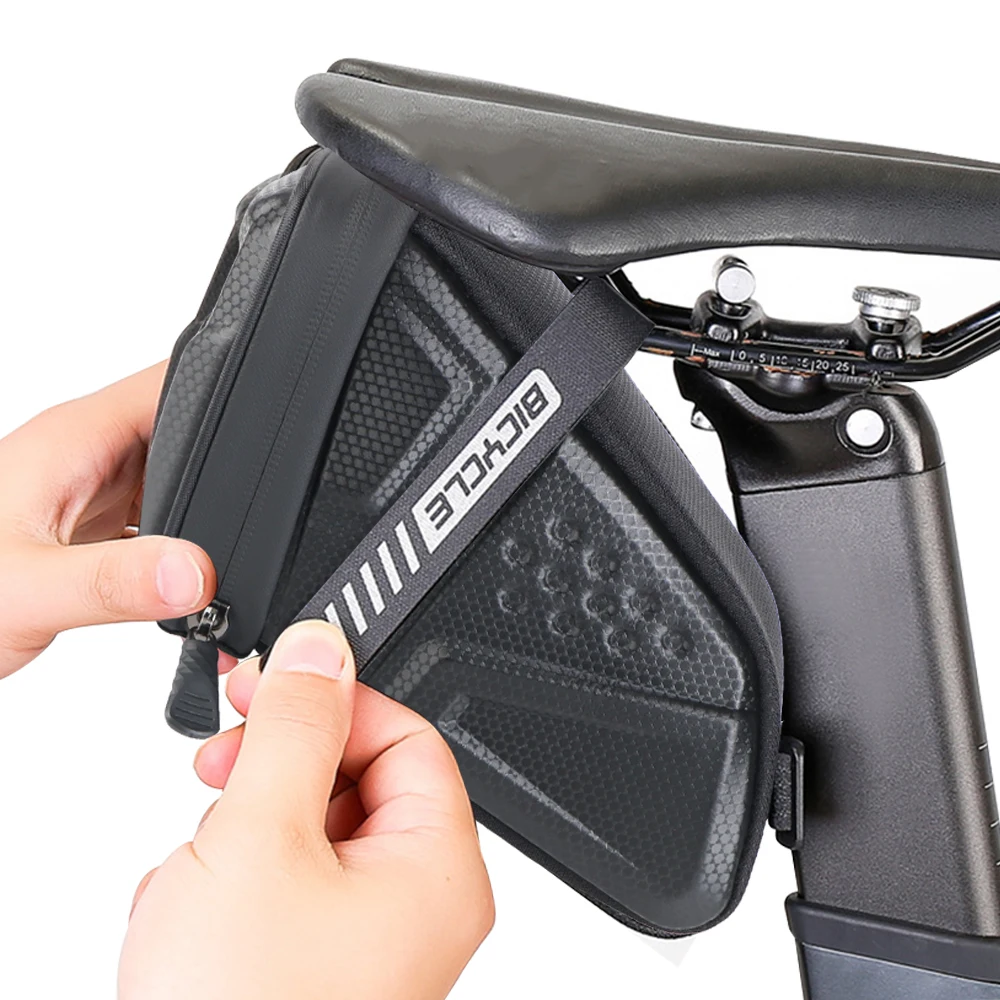 Bike Saddle bag Reflective Strap Hard Shell Cycling Seat Tail Rear Pouch Large Capacity Bicycle Tail Bag Waterproof Material