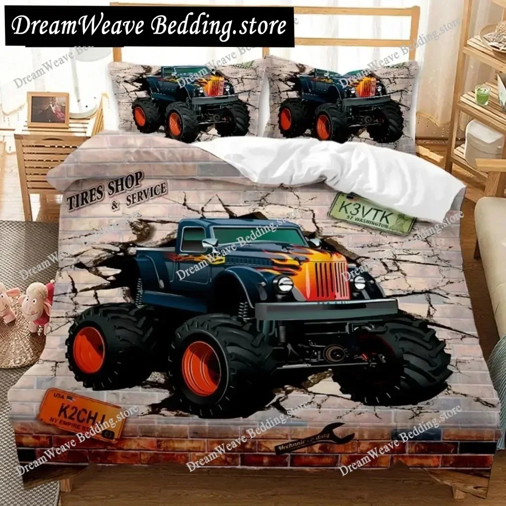 

Engineering Vehicle Duvet Cover Set Engineering Vehicle Pickup Truck Off Road Vehicle Polyester Bedding Set Double Queen King963