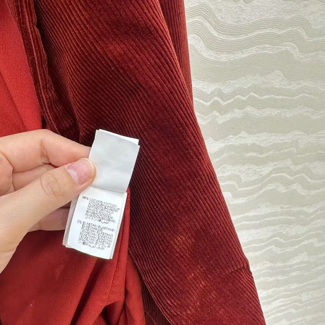 Vintage vieille argent Style bordeaux velours côtelé Blazer veste femmes nouveau automne cranté Double boutonnage à manches longues bureau costume manteau