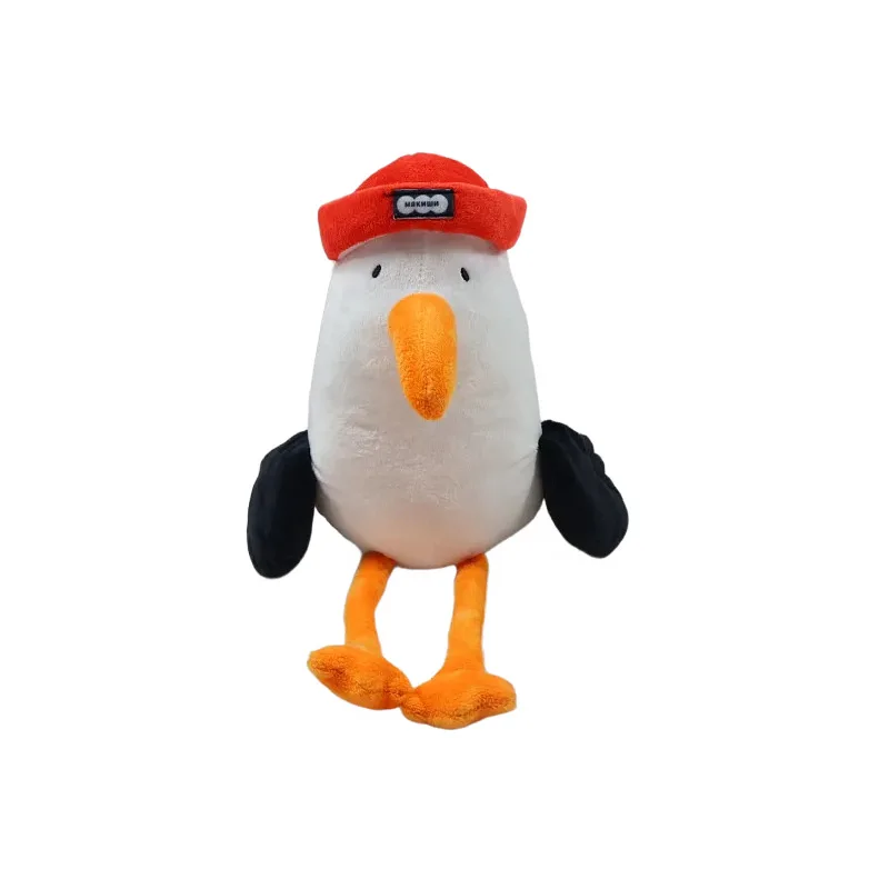 Sombrero rojo de dibujos animados de 38cm, pájaro de peluche, Adorable Animal Ártico, peluche súper suave, pájaro Polar de estilo ruso, regalo para niños y adolescentes