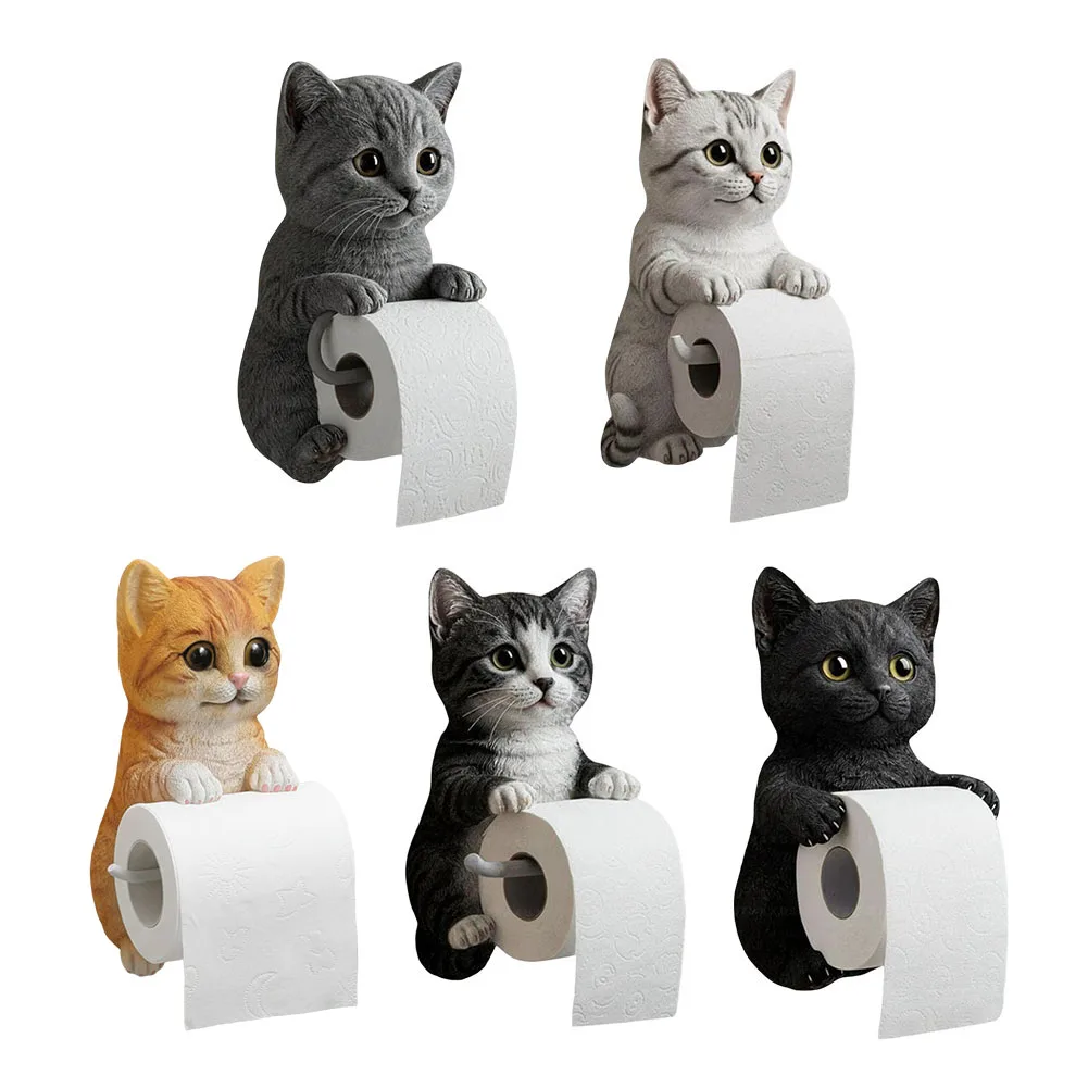 

Настенный держатель для туалетной бумаги из смолы, держатель для бумажных полотенец в форме забавного кота, подставка для хранения рулонов, декор для кухни и ванной комнаты