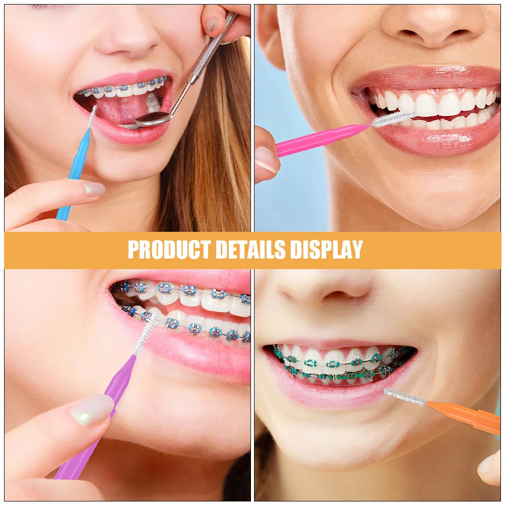 

50pcs Interdental For Braces Cleaning Tool Portable Stainless Steel Toothpicks Braces Cleaner Brush Between Teeth Picks Set