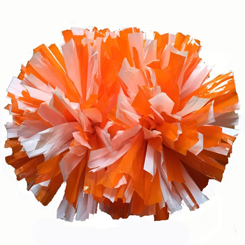 2Pcs, Orange and White Sports Pompoms, Baton Handle, Party Decoration,  Cheerleading Supplies Factory, Nonfading, 38cm