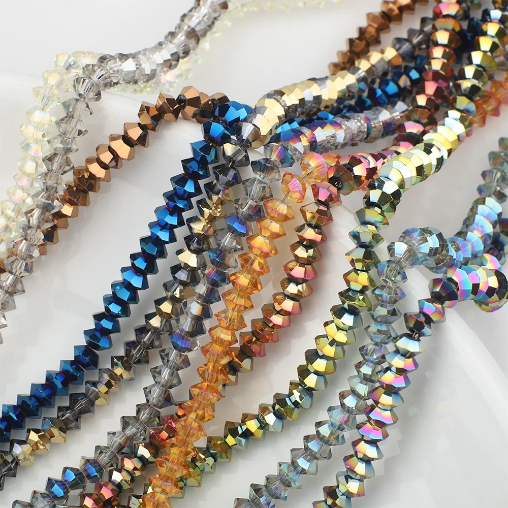 95 Teile/los 6mm Überzug Farbe Österreichischen Kristall Glas Perlen Doppelkegel Fliegen Untertasse Form Spacer Lose Perlen Machen armbänder necklaces