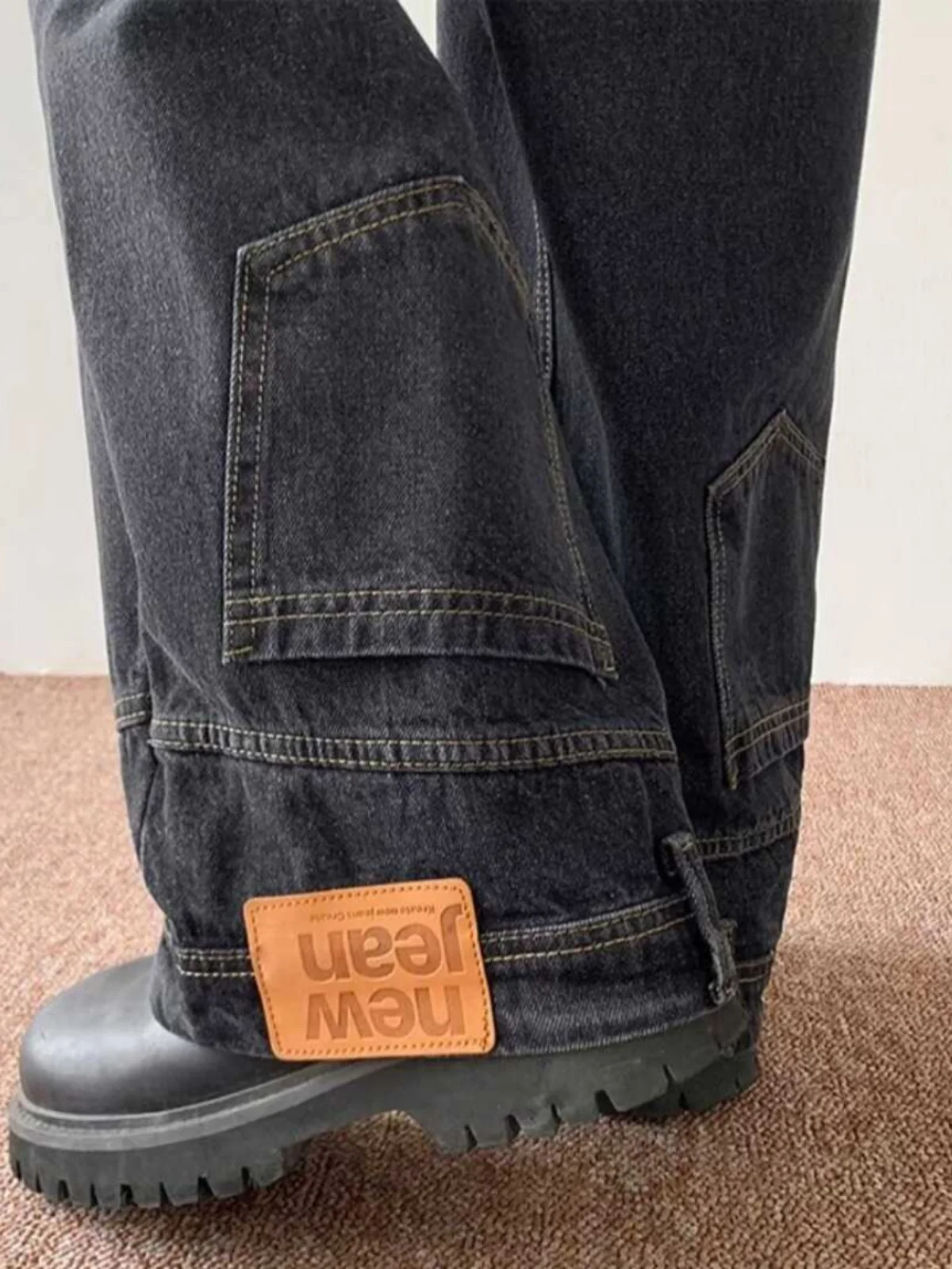 بنطلون جينز رجالي من Cleanfit، بنمط الشارع الأمريكي، فضفاض ومستقيم الساق، مريح ومتين، أزياء شبابية عصرية #3