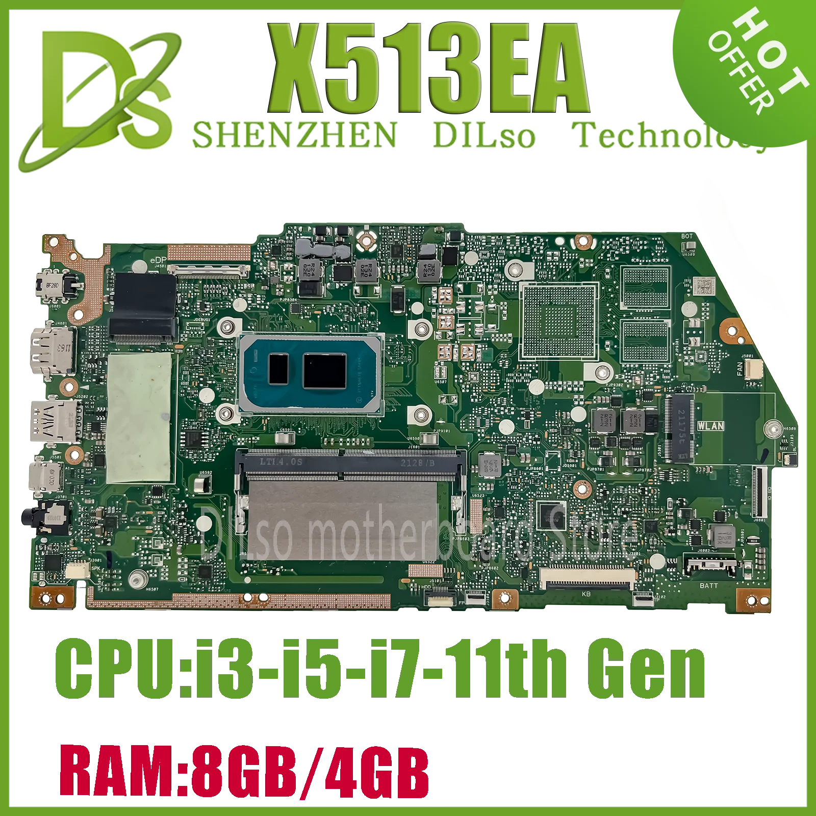 Imagem -02 - Kefu-placa-mãe Portátil para Asus Placa-mãe para Asus X513ep R513e K513e F513e A513e X513eq i3 i5 i7 11ª Geração 4gb 8gb de Ram V2g Uma