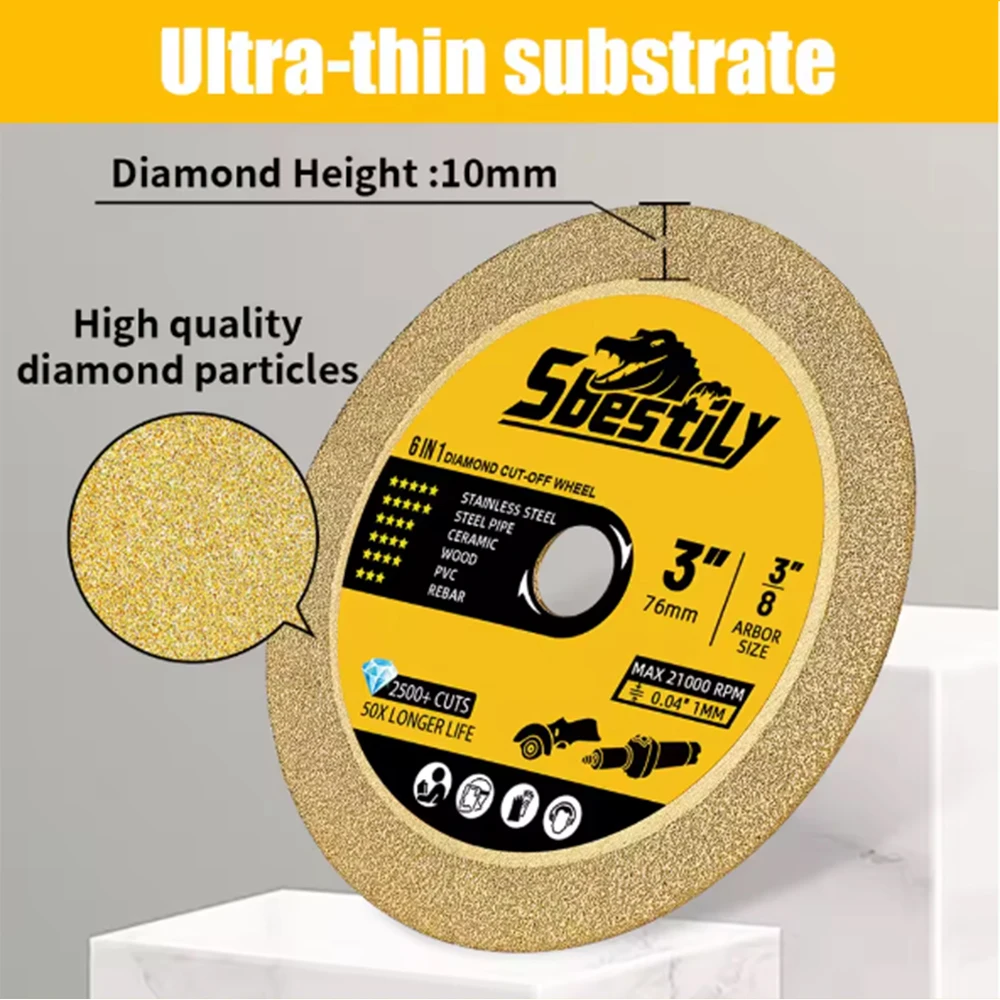 8 قطعة 75 مللي متر 3 بوصة الماس أسطوانة تقطيع الراتنج شفرات منشار قطع عجلة المهنية قطع ل زاوية طاحونة أداة القطع