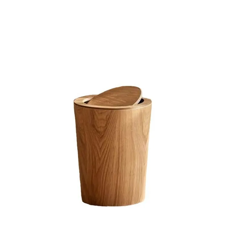 Household Nordic and Japanese Style Simple Wooden Wood Grain Commercial Hotel Office Storage Wastebasket