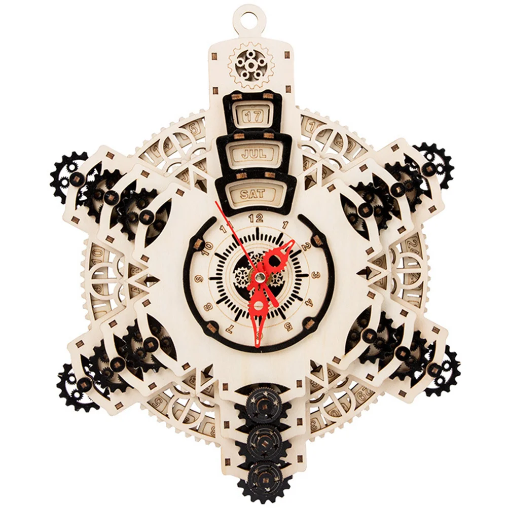 1세트 1세트 3D 퍼즐 시계 DIY 나무 키트 어린이 및 성인용 나무 퍼즐 시계 거실 침실 장식 교육용 게임