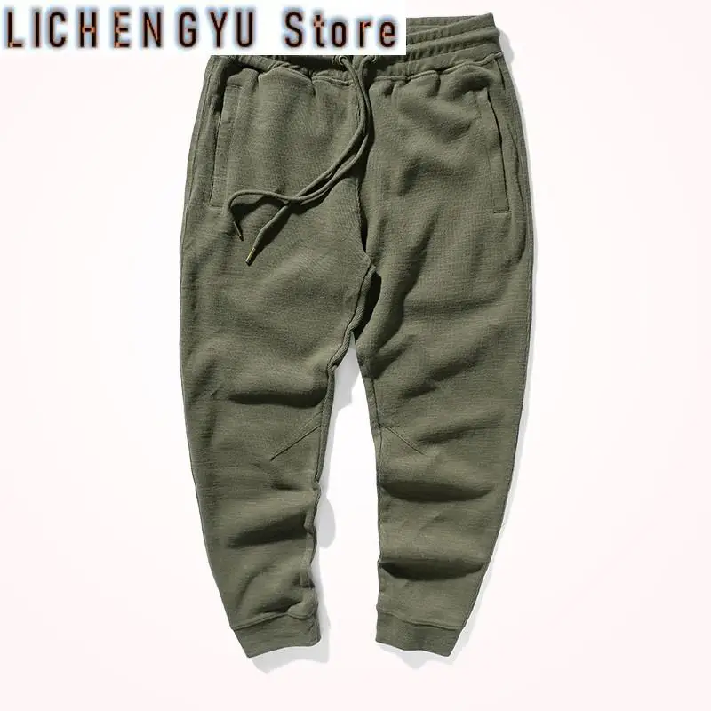 Autumn and Winter New Men's Fashion Simple Sweatpants Thick Heavy Weight Elastic Waist Drawstring Sports Casual Pants
