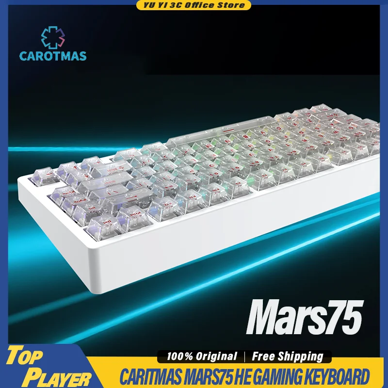 

CAROTMAS MARS75 HE Gaming Keyboard Hall Effect Switch 0.001MM RT 480Mhz MCU 8kHz Polling Rate 75% Layout Hot Swappable DKS RGB