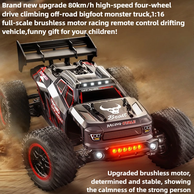 

Cool Stuff Rc Crawler Funny Gift-Upgrade 80km/h High-speed 4WD Rc Cars for Adults,1:16 Brushless Off-road Rc Truck,Monster Truck