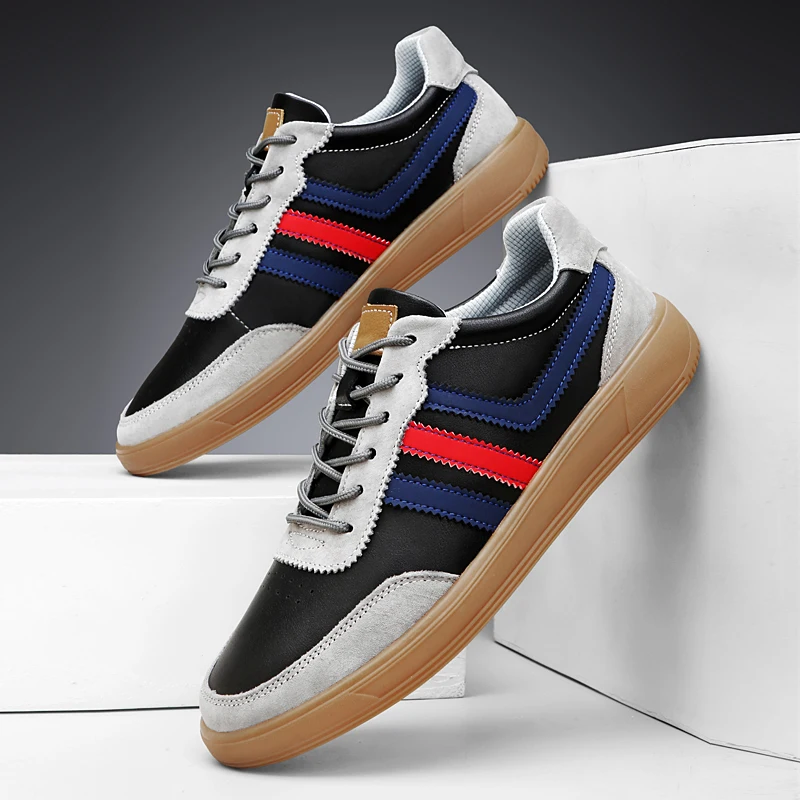 أحذية رياضية عالية للرجال ذات قاع مسطح ومحبوبة بالألوان مع ربط وتهوية ومضادة للانزلاق ومريحة على الموضة الكلاسيكية #4