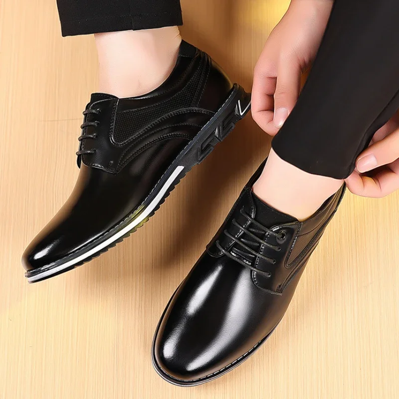 Retro Men Leather Shoes Business Casual Shoes New Man Breathable Loafers Soft Flats Comfortable Fashion Dress Shoes Plus Size 48