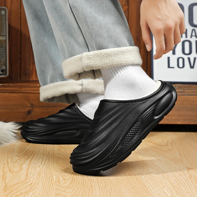 

Winter Men's Warm Slippers Cotton Slippers Outdoor Indoor House Cotton Shoes Male Home Bedroom Plush Warm Slippers